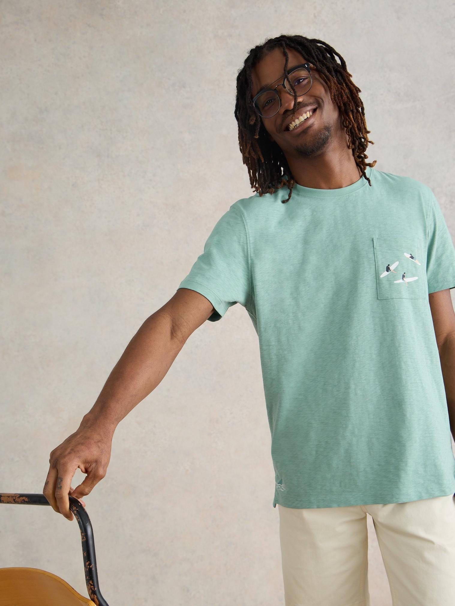 Shark Pocket Graphic Tee in MINT GREEN - LIFESTYLE