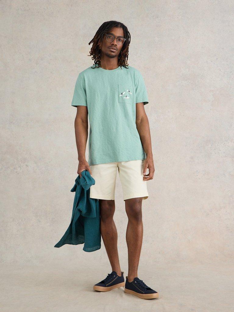 Shark Pocket Graphic Tee in MINT GREEN - MODEL DETAIL