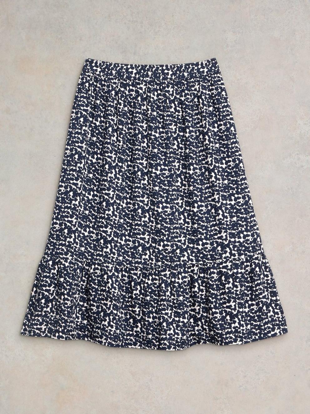 Ava Reversible Skirt in NAVY MULTI - FLAT BACK