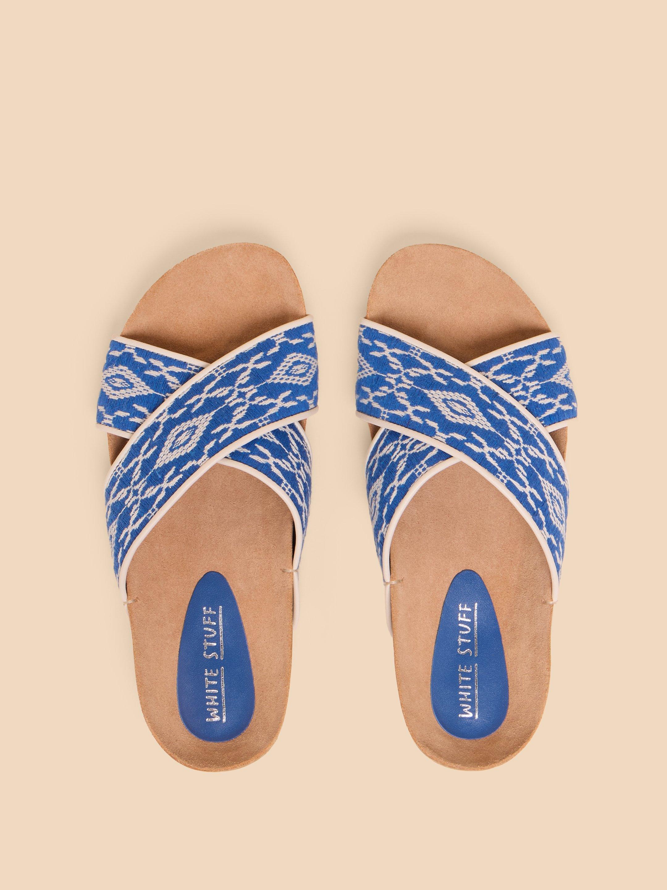 Poppy Footbed Sandal in BLUE MLT - FLAT DETAIL