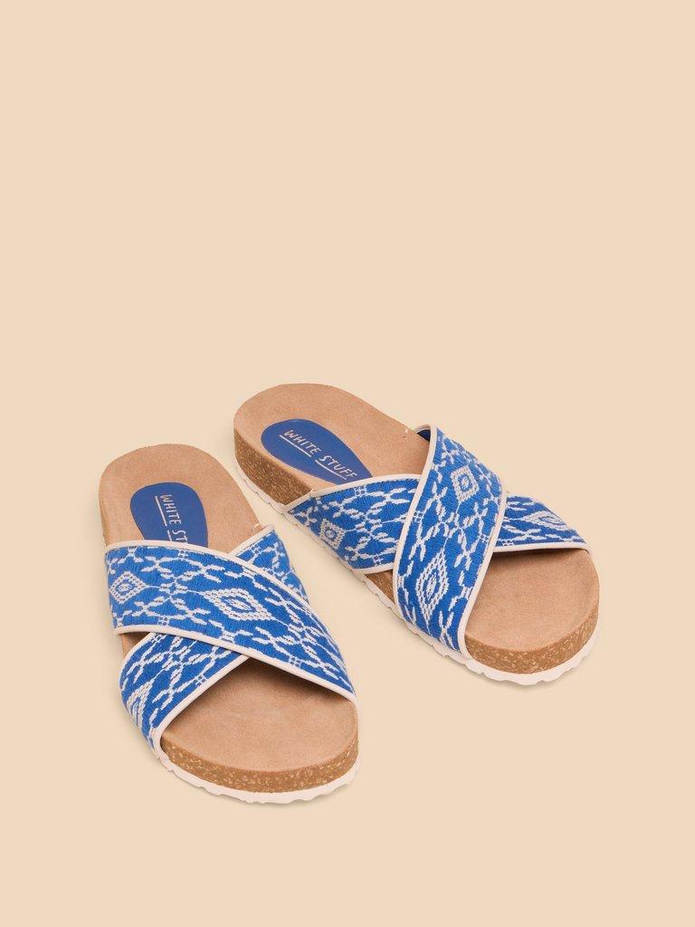 Poppy Footbed Sandal in BLUE MLT - FLAT FRONT