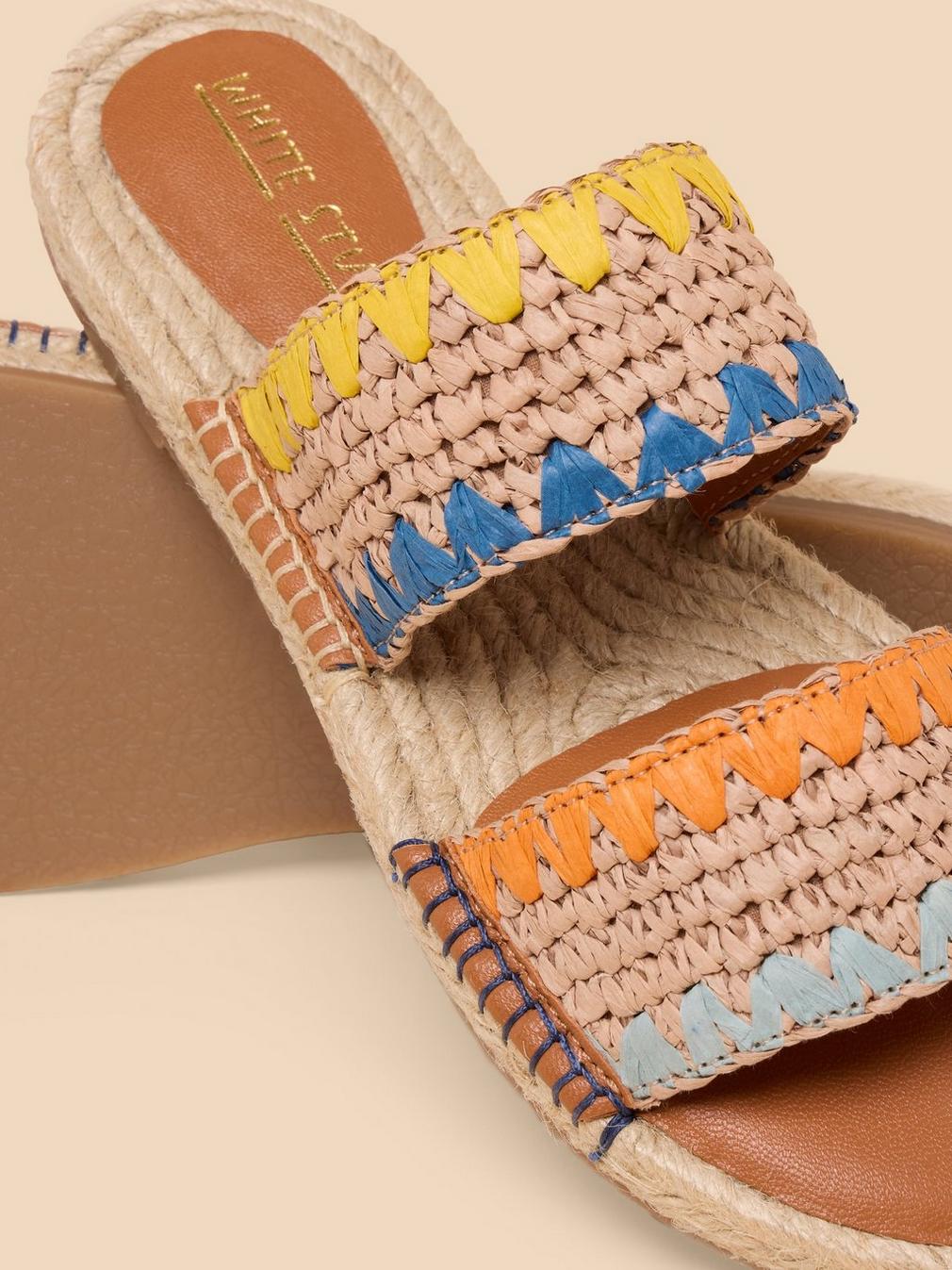 Belflower Raffia Mule in NAT MLT - FLAT BACK