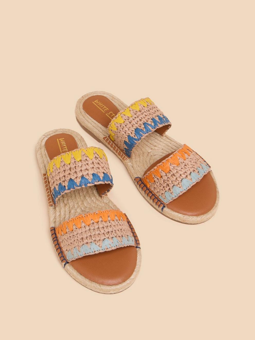 Belflower Raffia Mule in NAT MLT - FLAT FRONT