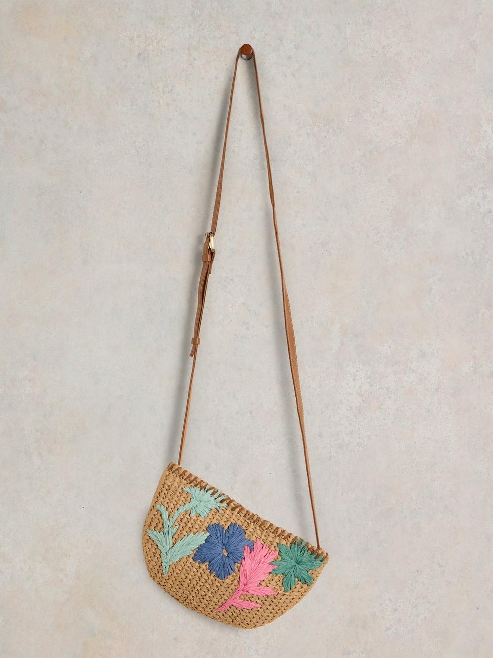 Floral Jute Crossbody in LGT NAT - FLAT FRONT