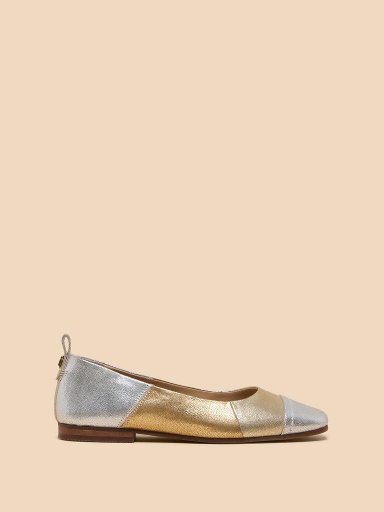Loral Leather Ballet Pump in GLD TN MET - LIFESTYLE