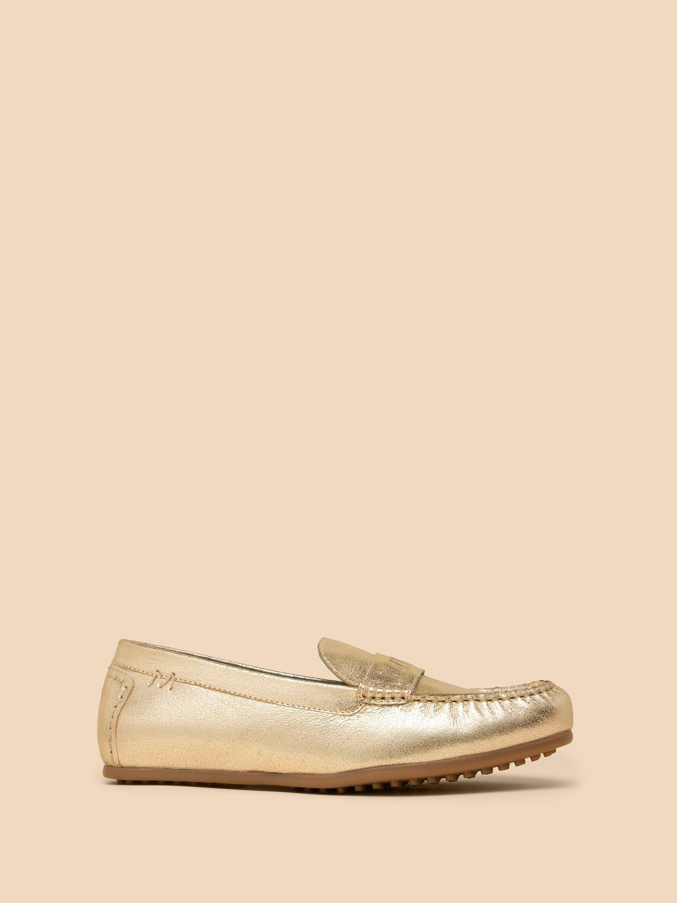 Mayflower Suede Moccasin in GLD TN MET - LIFESTYLE