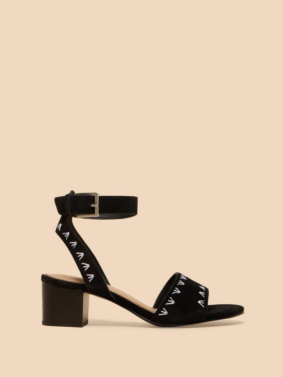 Ivy Suede Heel Sandal in BLK MLT - LIFESTYLE