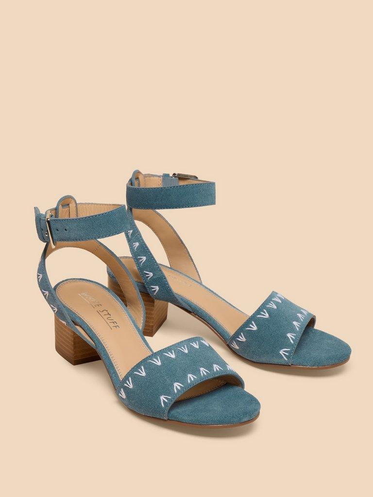 Ivy Suede Heel Sandal in CHAMB BLUE - FLAT FRONT