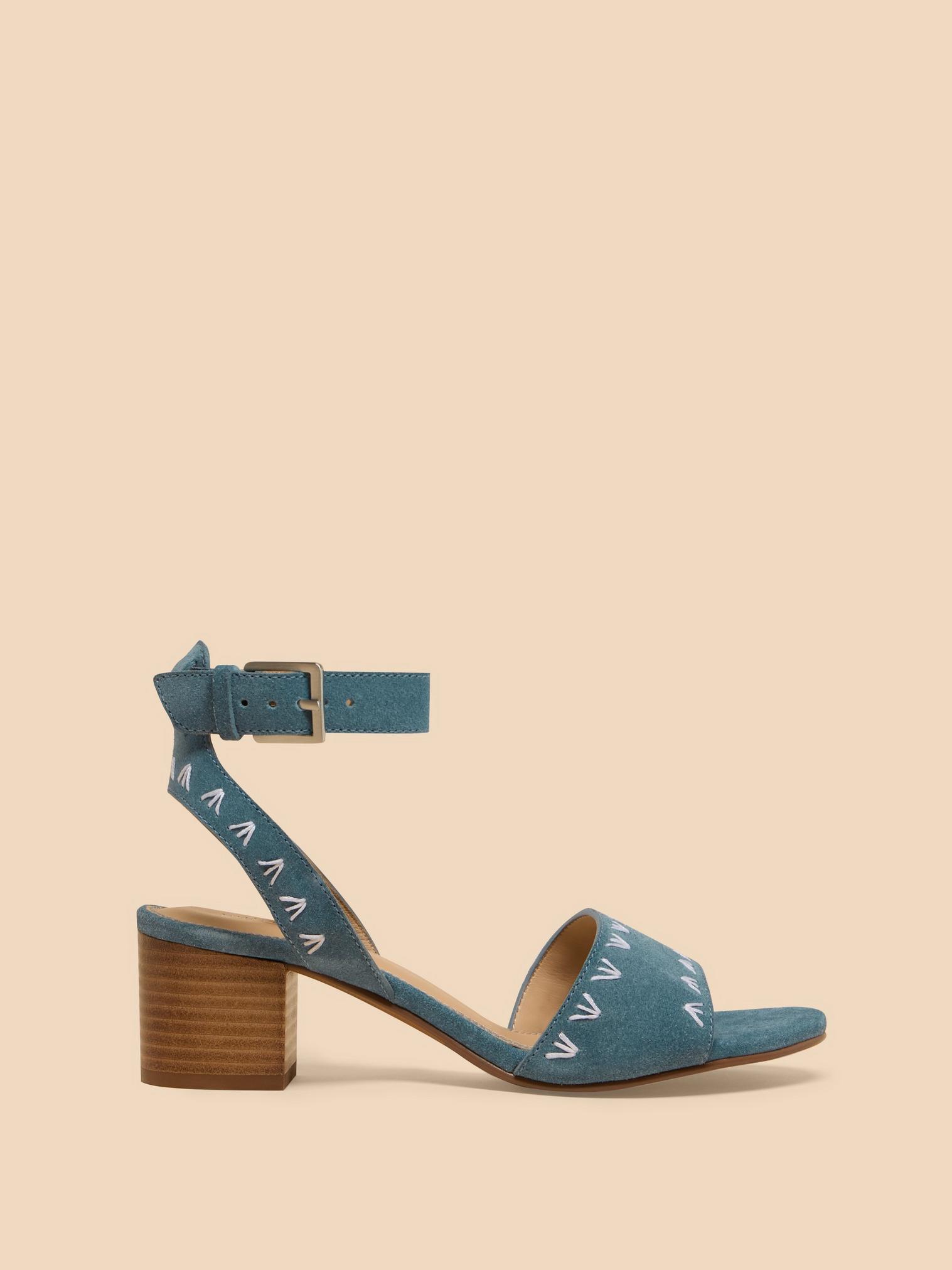 Ivy Suede Heel Sandal in CHAMB BLUE - LIFESTYLE