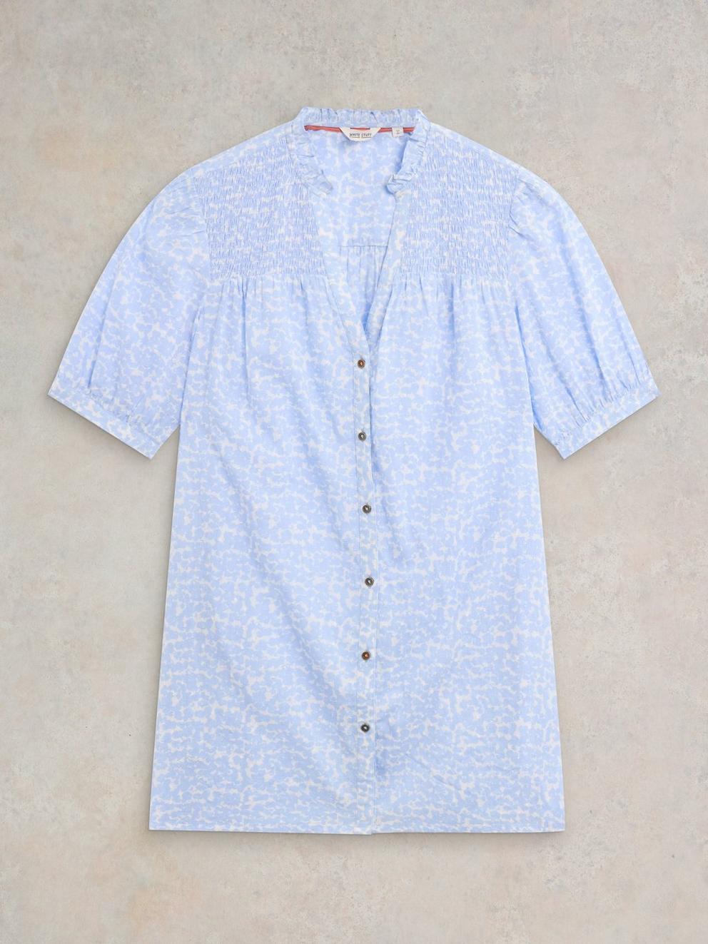 Deeba Cotton Tunic in BLUE PR - FLAT FRONT