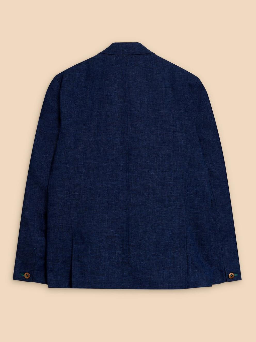 Linen Blend Blazer in DARK NAVY - FLAT BACK