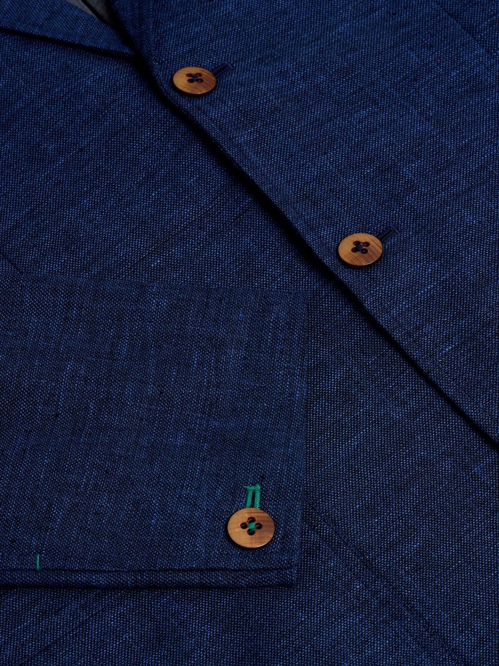 Linen Blend Blazer in DARK NAVY - FLAT DETAIL