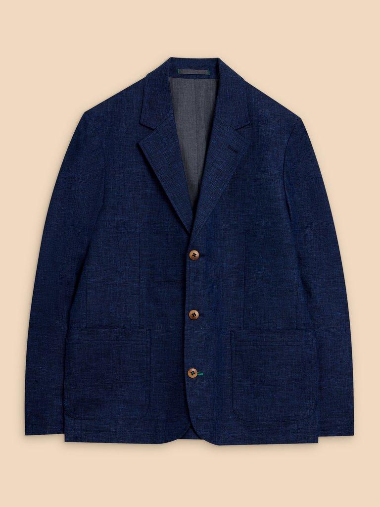 Linen Blend Blazer in DARK NAVY - FLAT FRONT