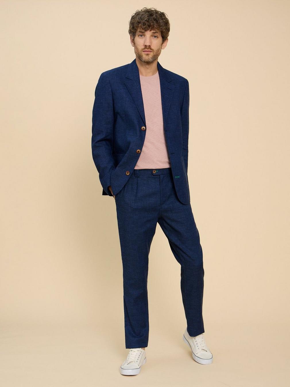 Linen Blend Blazer in DARK NAVY - LIFESTYLE