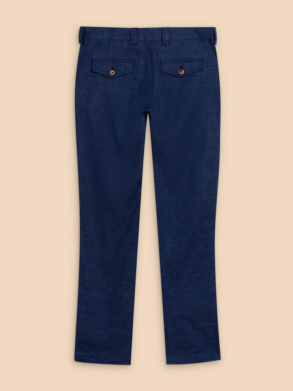 Linen Blend Trouser in DARK NAVY - FLAT BACK