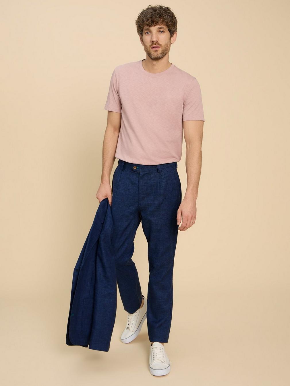 Linen Blend Trouser in DARK NAVY - LIFESTYLE