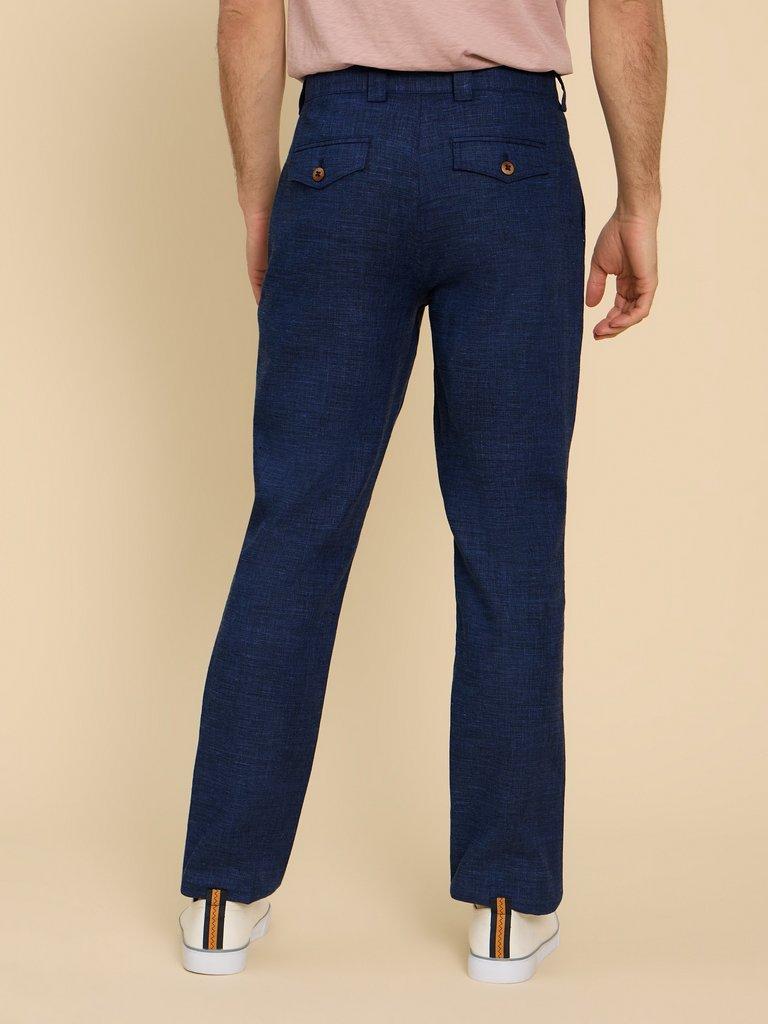 Linen Blend Trouser in DARK NAVY - MODEL BACK