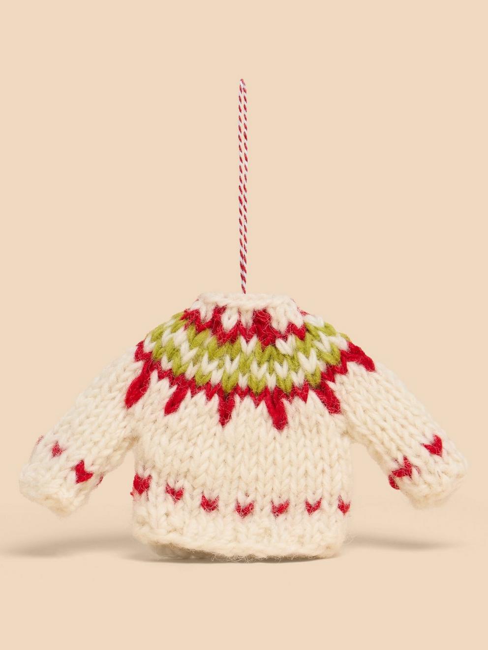 Fairisle Jumper Hanging Dec in WHITE MLT - FLAT BACK
