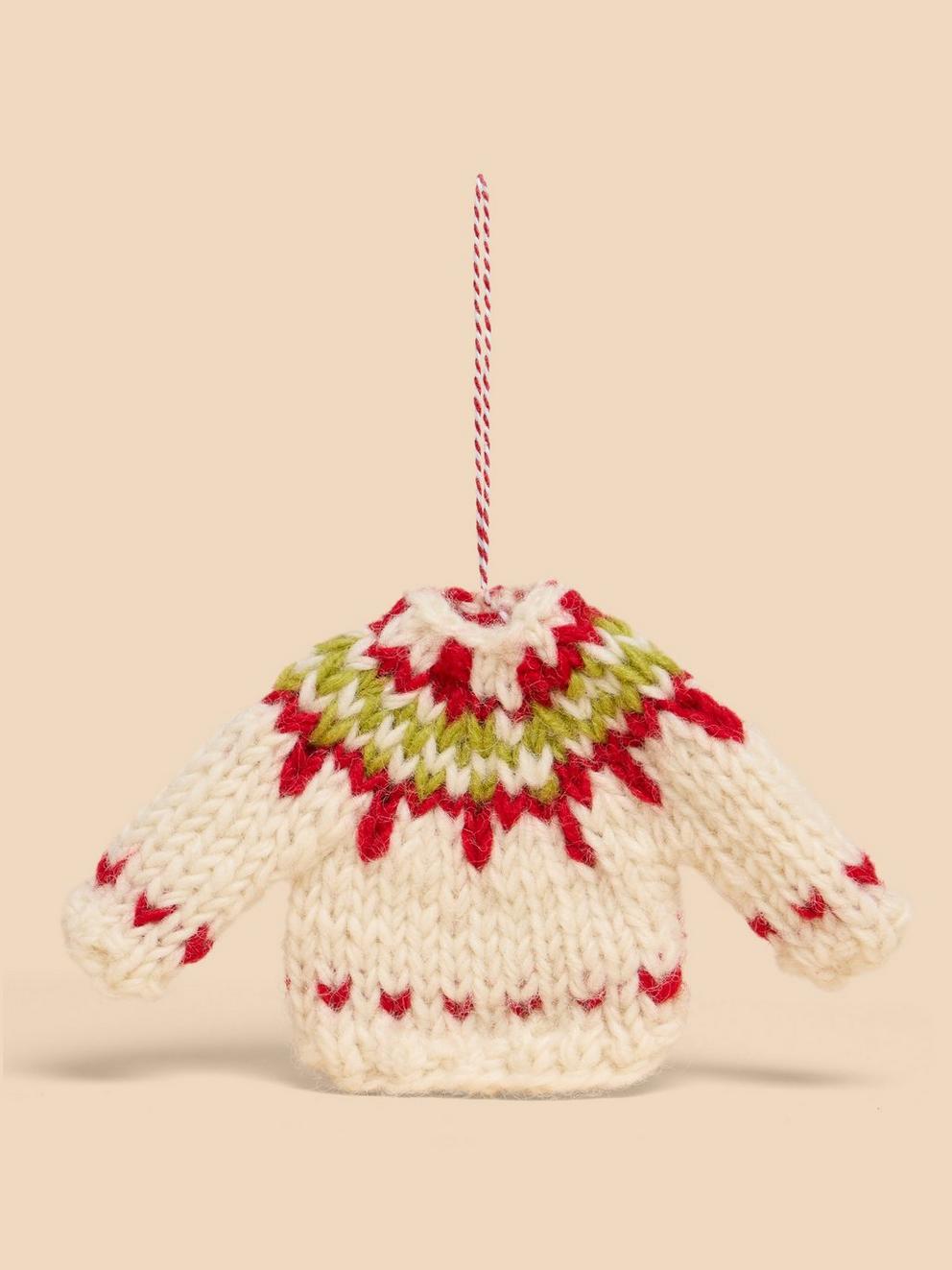 Fairisle Jumper Hanging Dec in WHITE MLT - FLAT FRONT