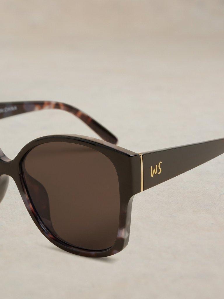 Dee Angled Cateye Sunglasses in BLK MLT - FLAT DETAIL