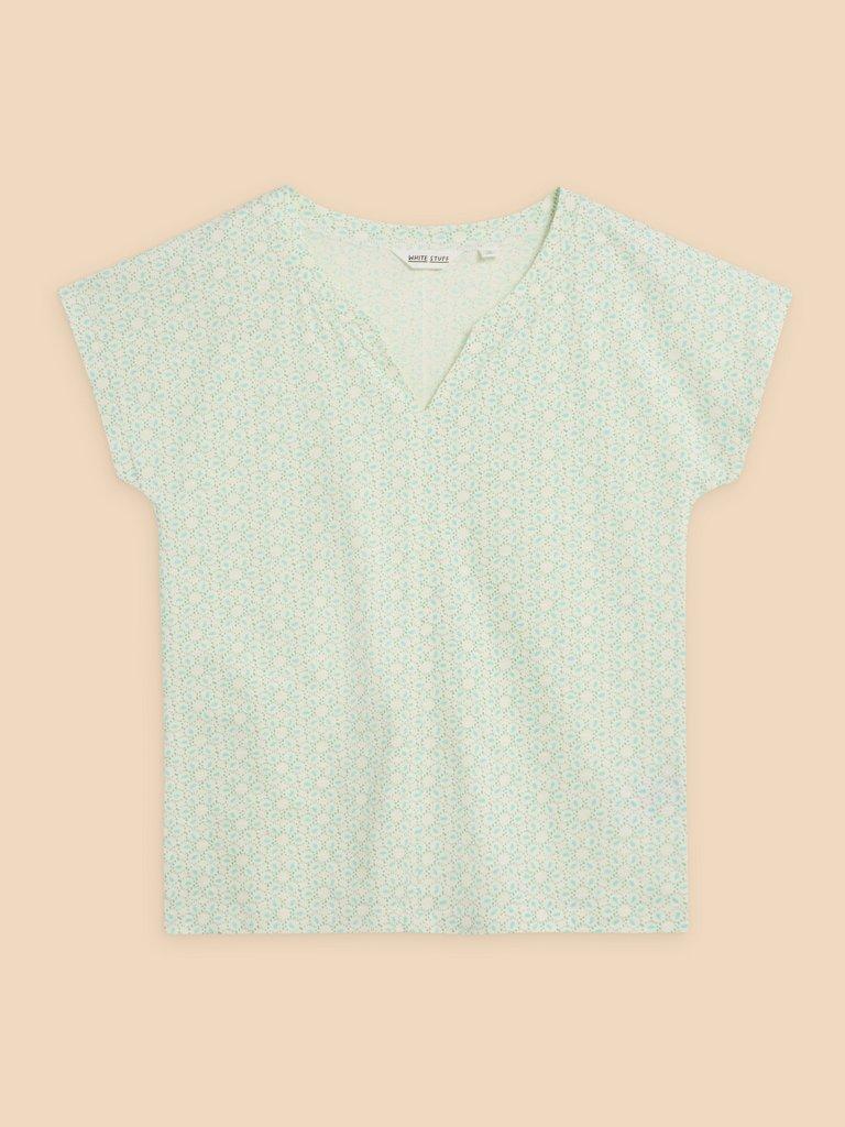 Nai Notch Short Sleeve Tee in IVORY PR - FLAT FRONT