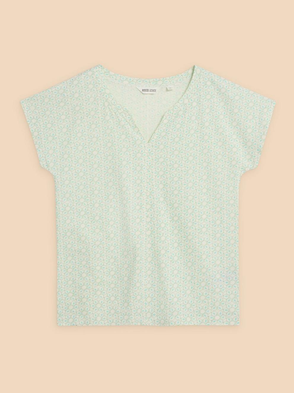 Nai Notch Short Sleeve Tee in IVORY PR - FLAT FRONT