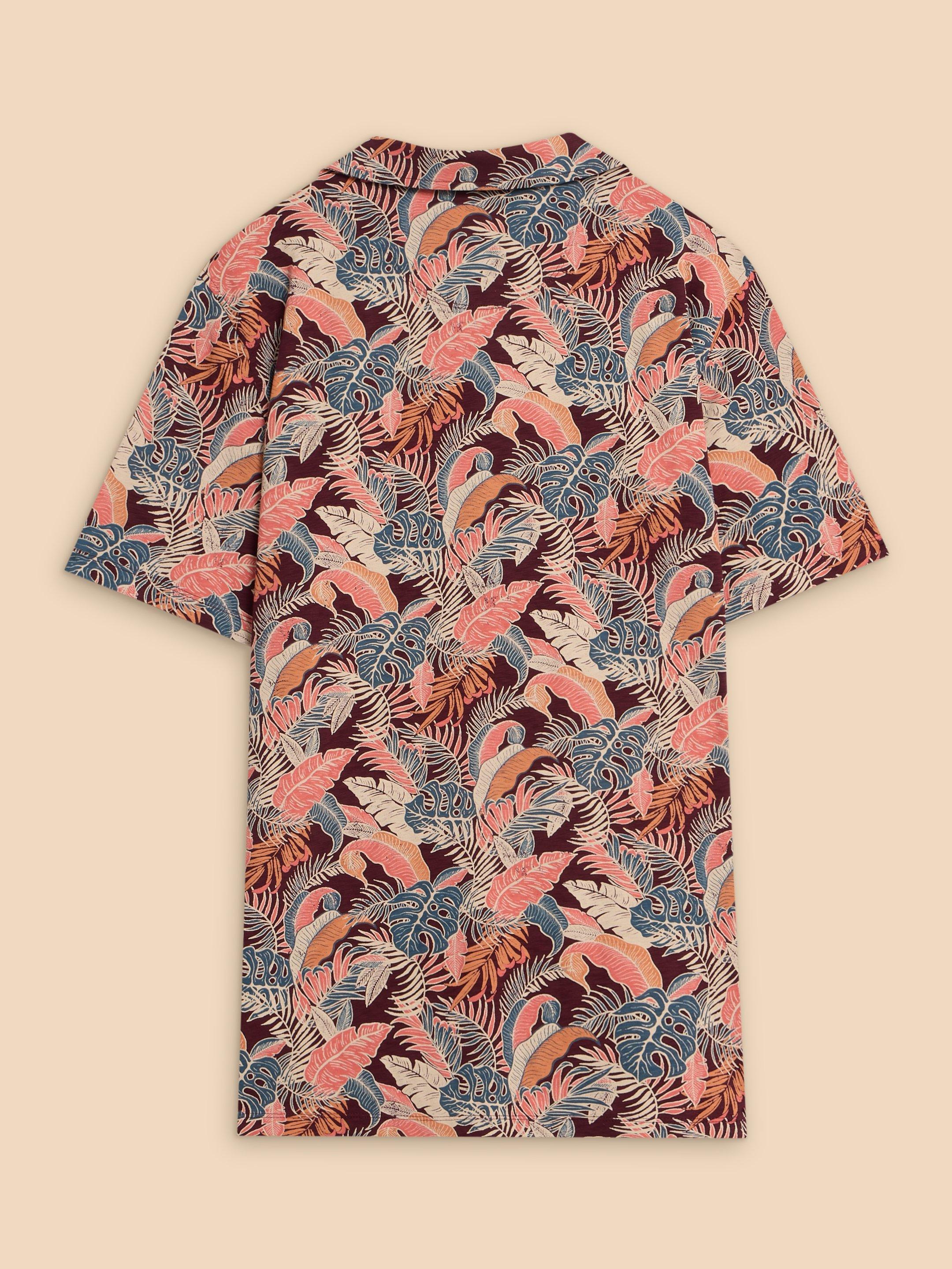 Floral Printed Polo in PLUM PR - FLAT BACK