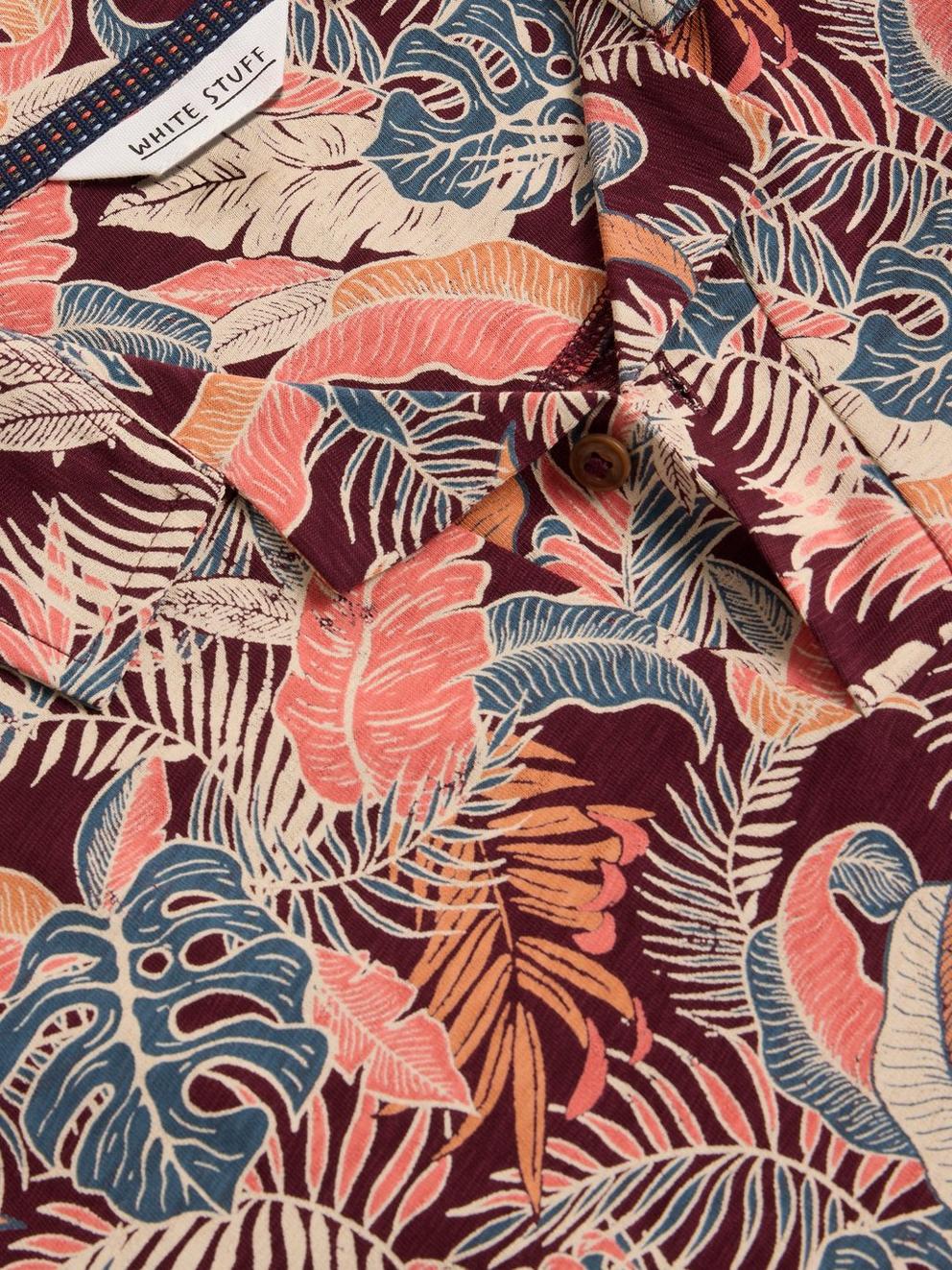 Floral Printed Polo in PLUM PR - FLAT DETAIL