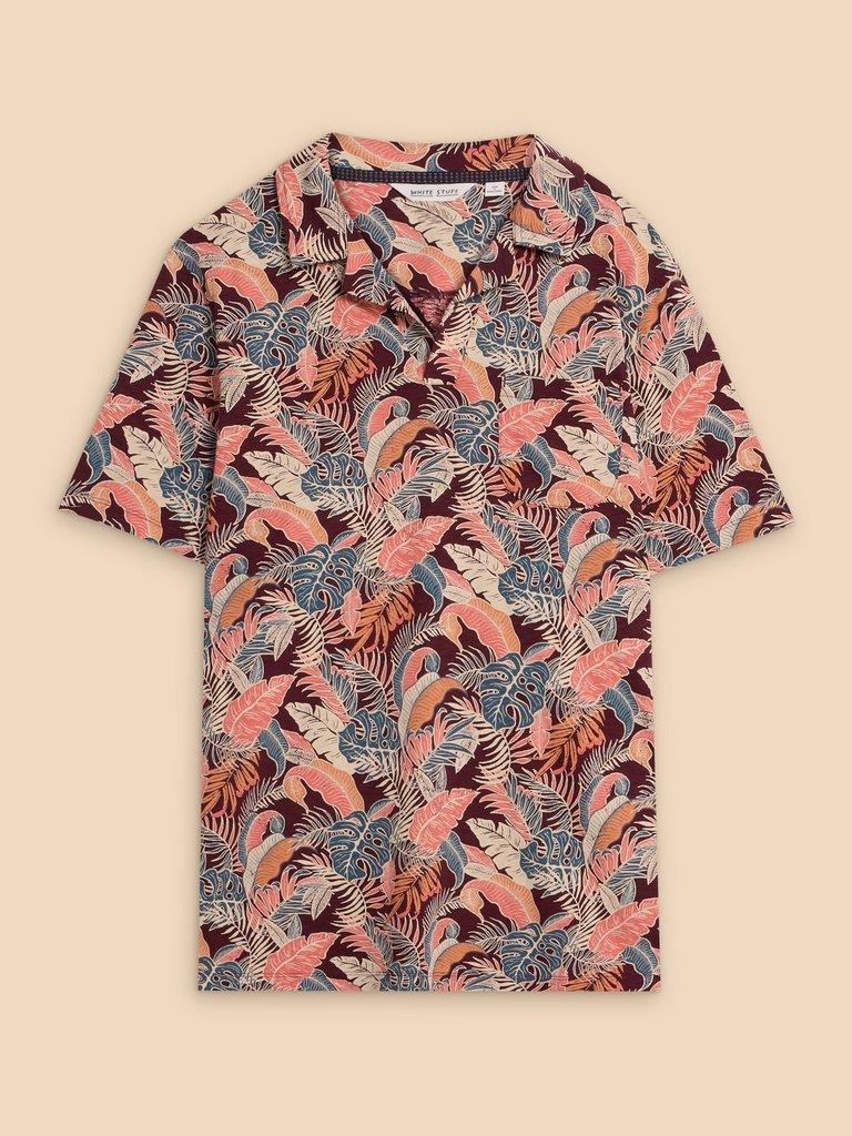 Floral Printed Polo in PLUM PR - FLAT FRONT