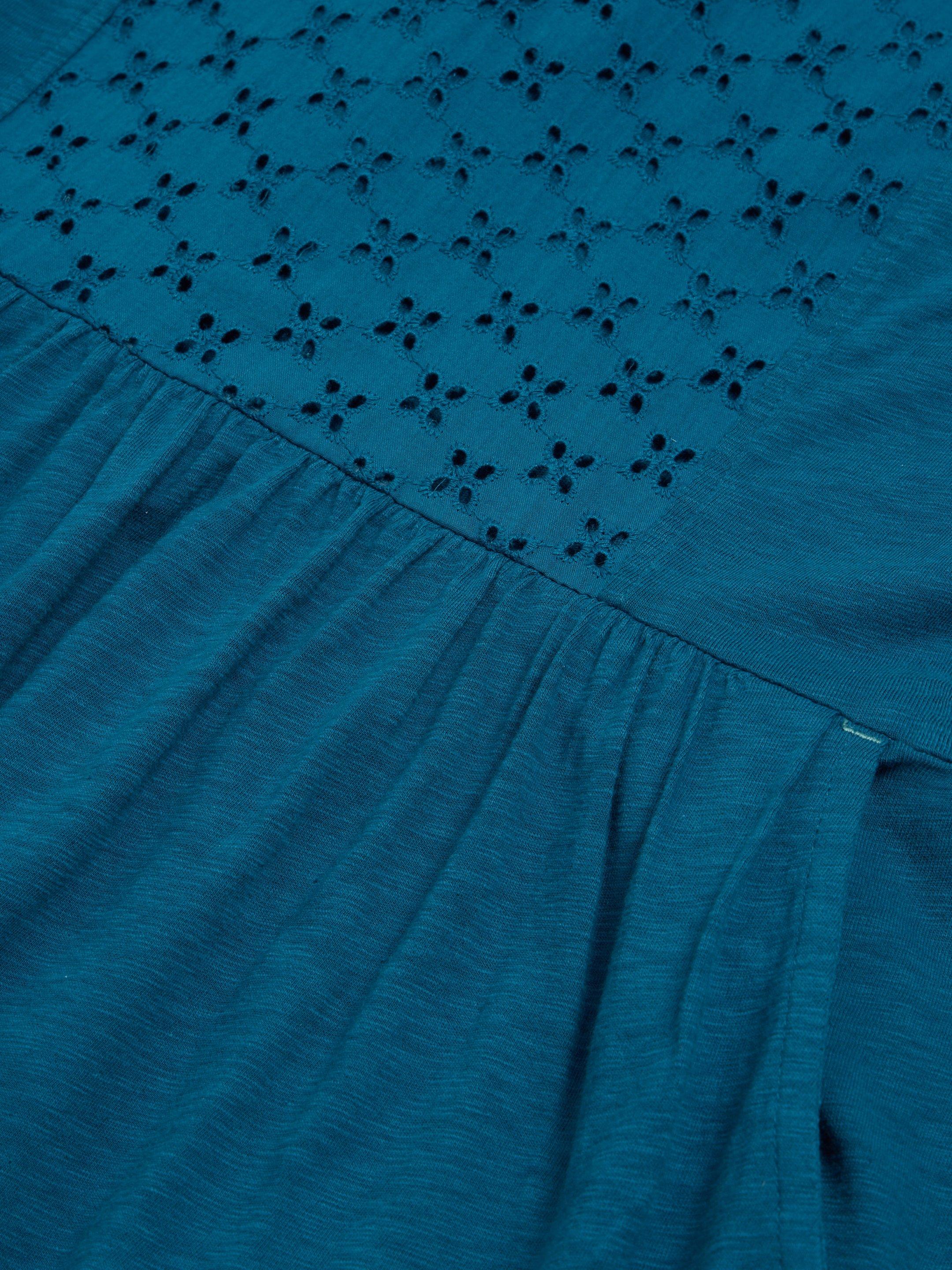 Violet Broderie Jersey Dress in MID BLUE - FLAT DETAIL