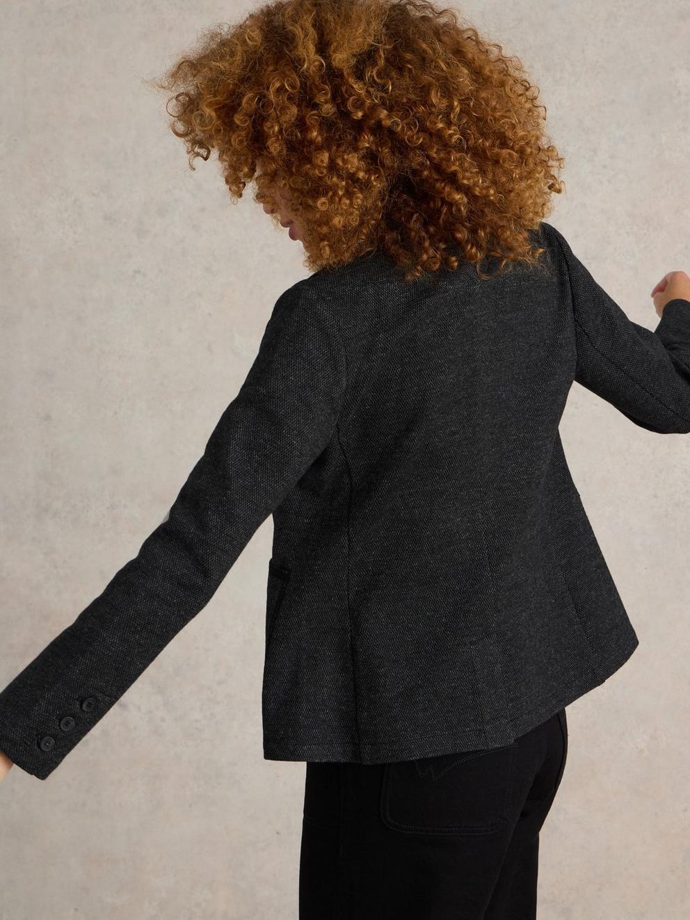 Olivia Textured Blazer in GREY MLT - MODEL BACK