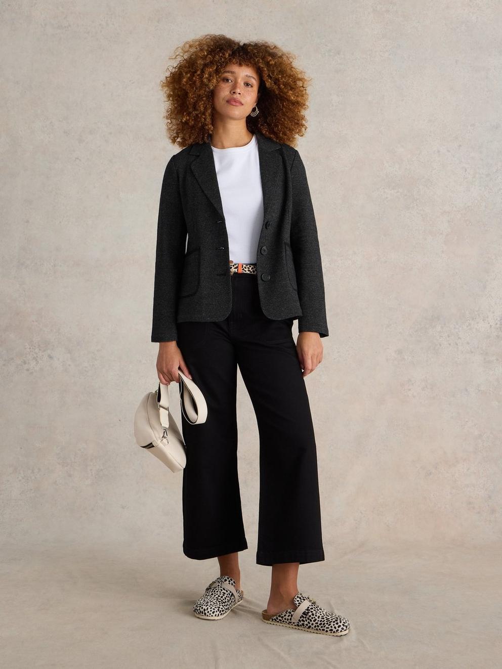 Olivia Textured Blazer in GREY MLT - MODEL FRONT