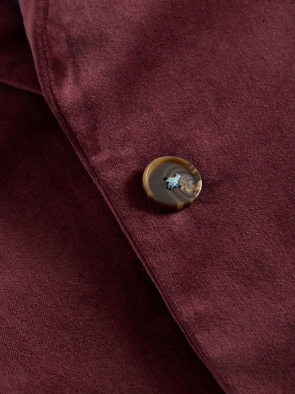 Evelyn Velvet Blazer in DK PLUM - FLAT DETAIL