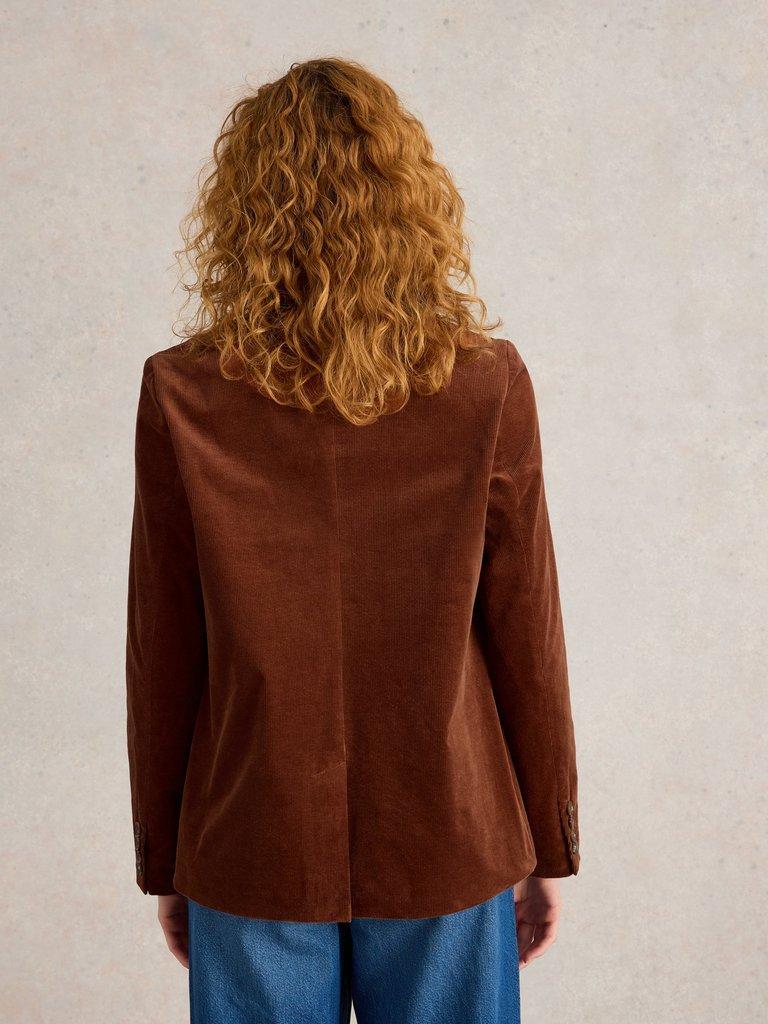 Evelyn Cord Blazer in DARK TAN - MODEL BACK