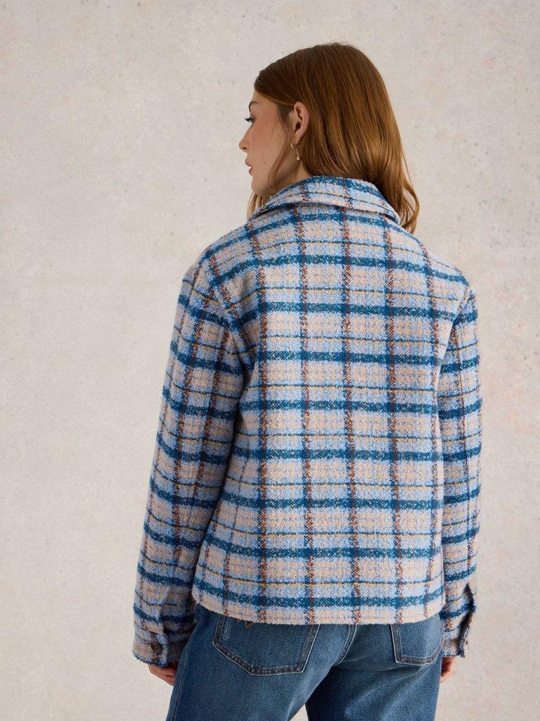 Amelia Check Jacket in BLUE MLT - MODEL BACK