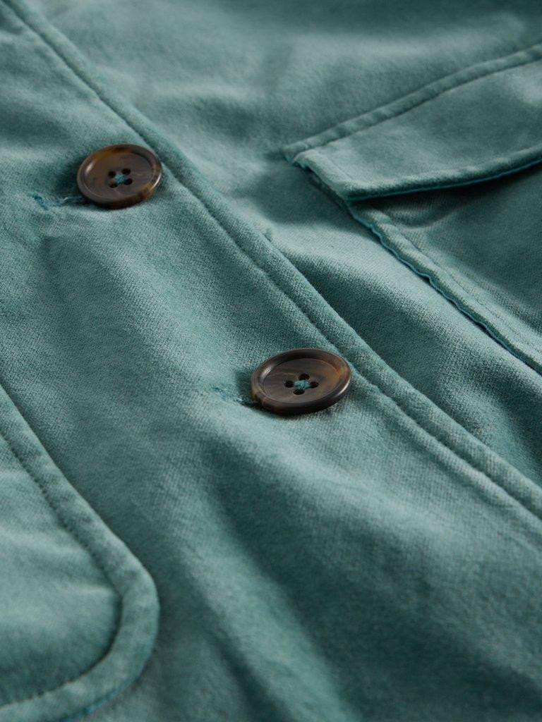Amelia Velvet Jacket in DUS GREEN - FLAT DETAIL