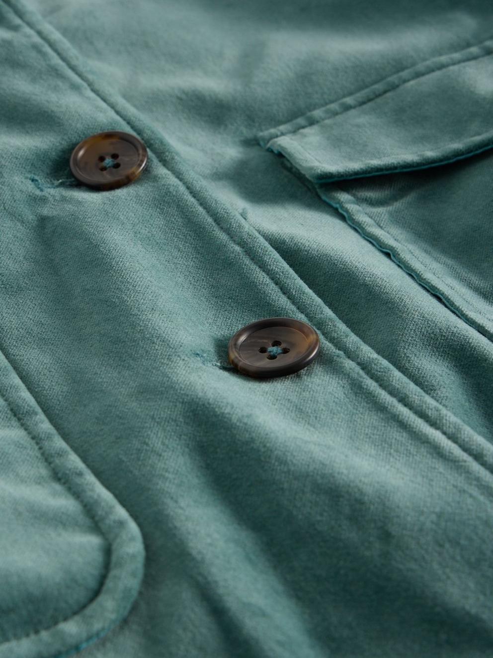 Amelia Velvet Jacket in DUS GREEN - FLAT DETAIL