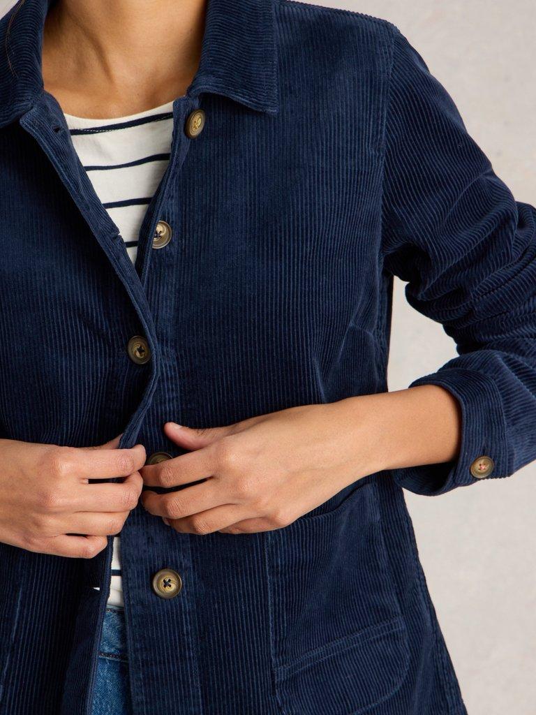 Carrie Corduroy Jacket in DARK NAVY - MODEL DETAIL