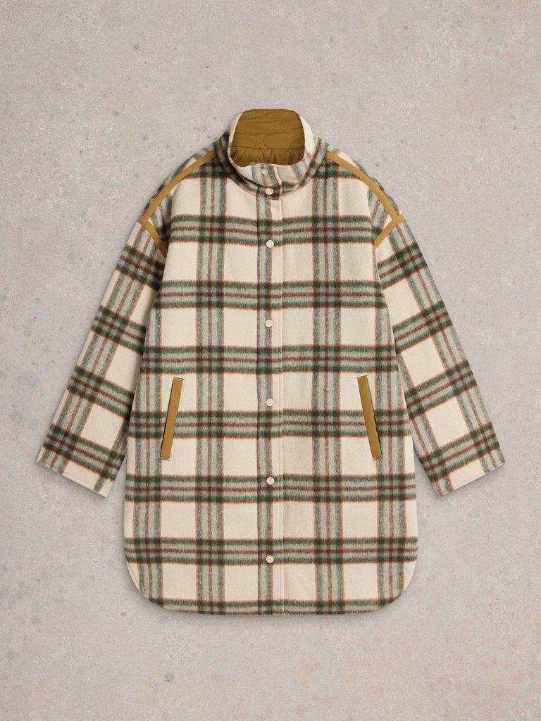 Marlowe Reversible Check Coat in IVORY MLT - FLAT FRONT