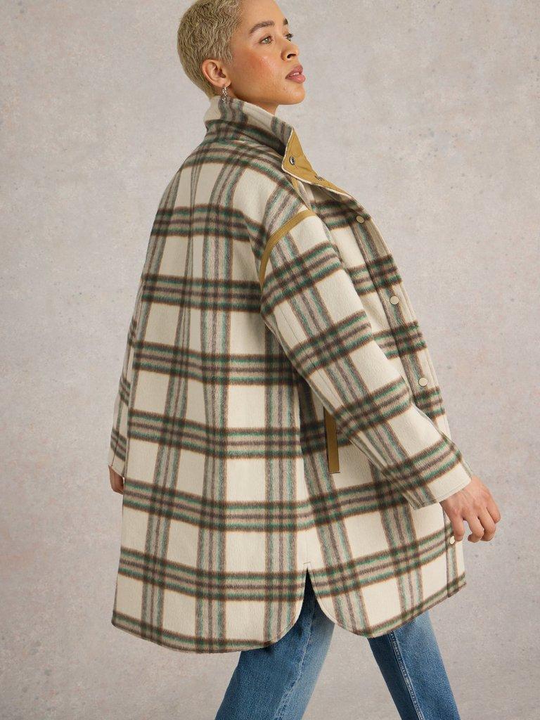 Marlowe Reversible Check Coat in IVORY MLT - MODEL BACK