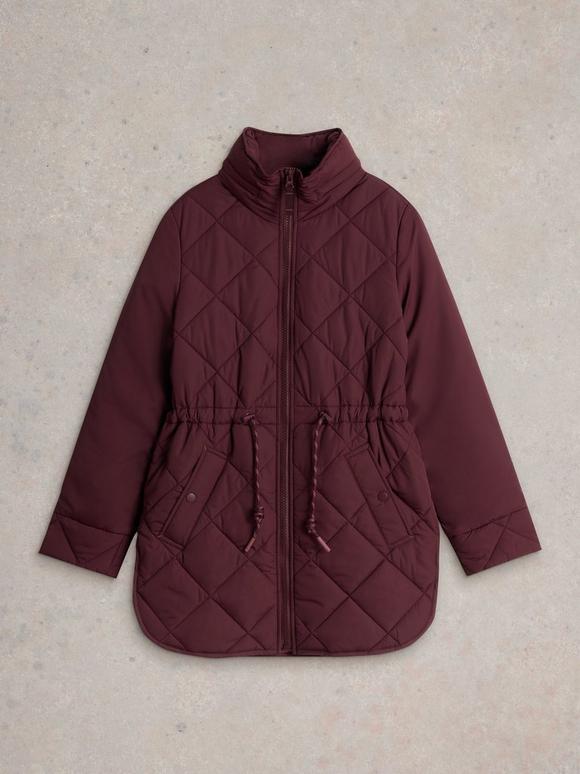 Maddison Quilted Coat in MID BLUE | White Stuff
