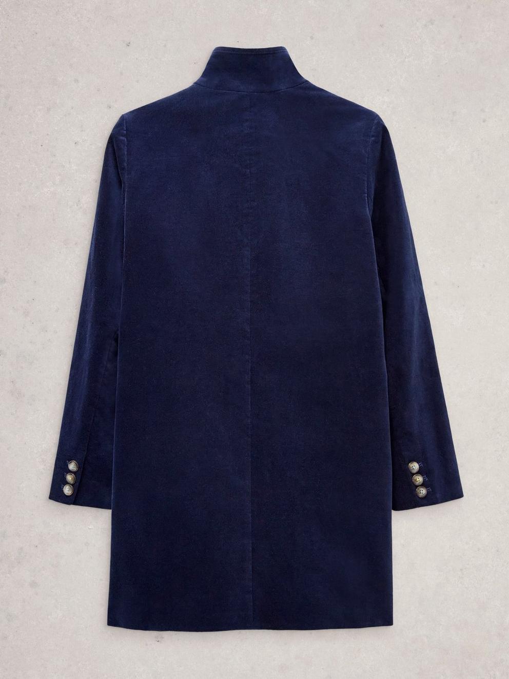 Karla Velvet Coat in DARK NAVY - FLAT BACK