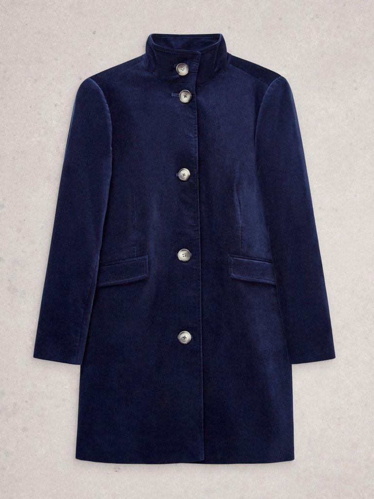 Karla Velvet Coat in DARK NAVY - FLAT FRONT