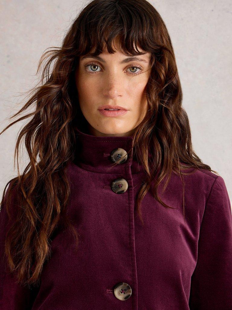 Karla Velvet Coat in DK PLUM - LIFESTYLE