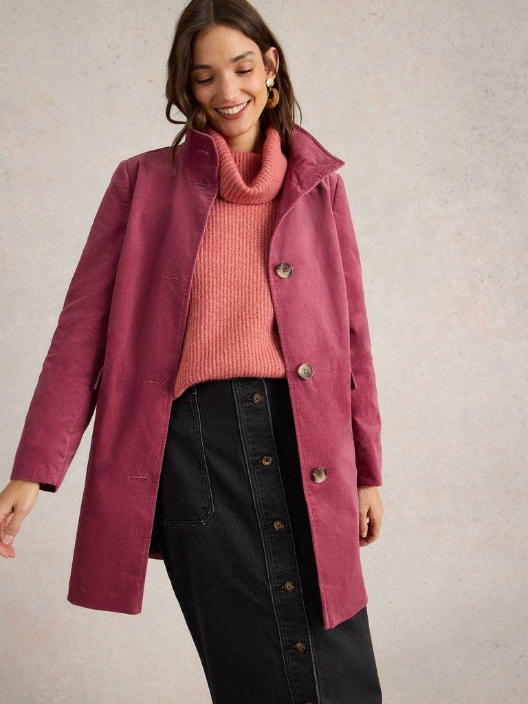 Karla Velvet Coat in DUS PINK - LIFESTYLE