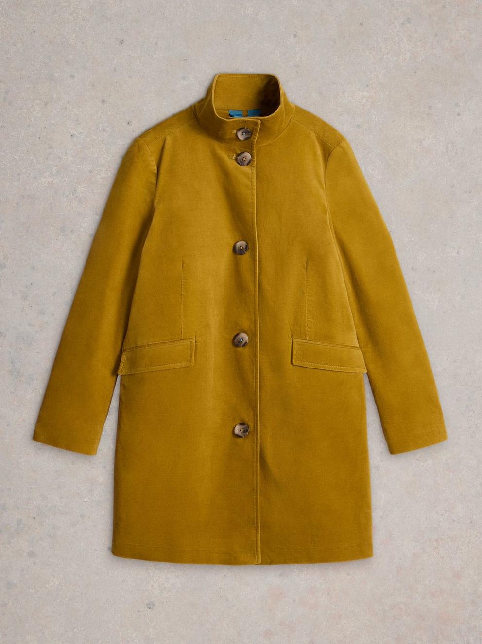 Karla Velvet Coat in MID CHART - FLAT FRONT