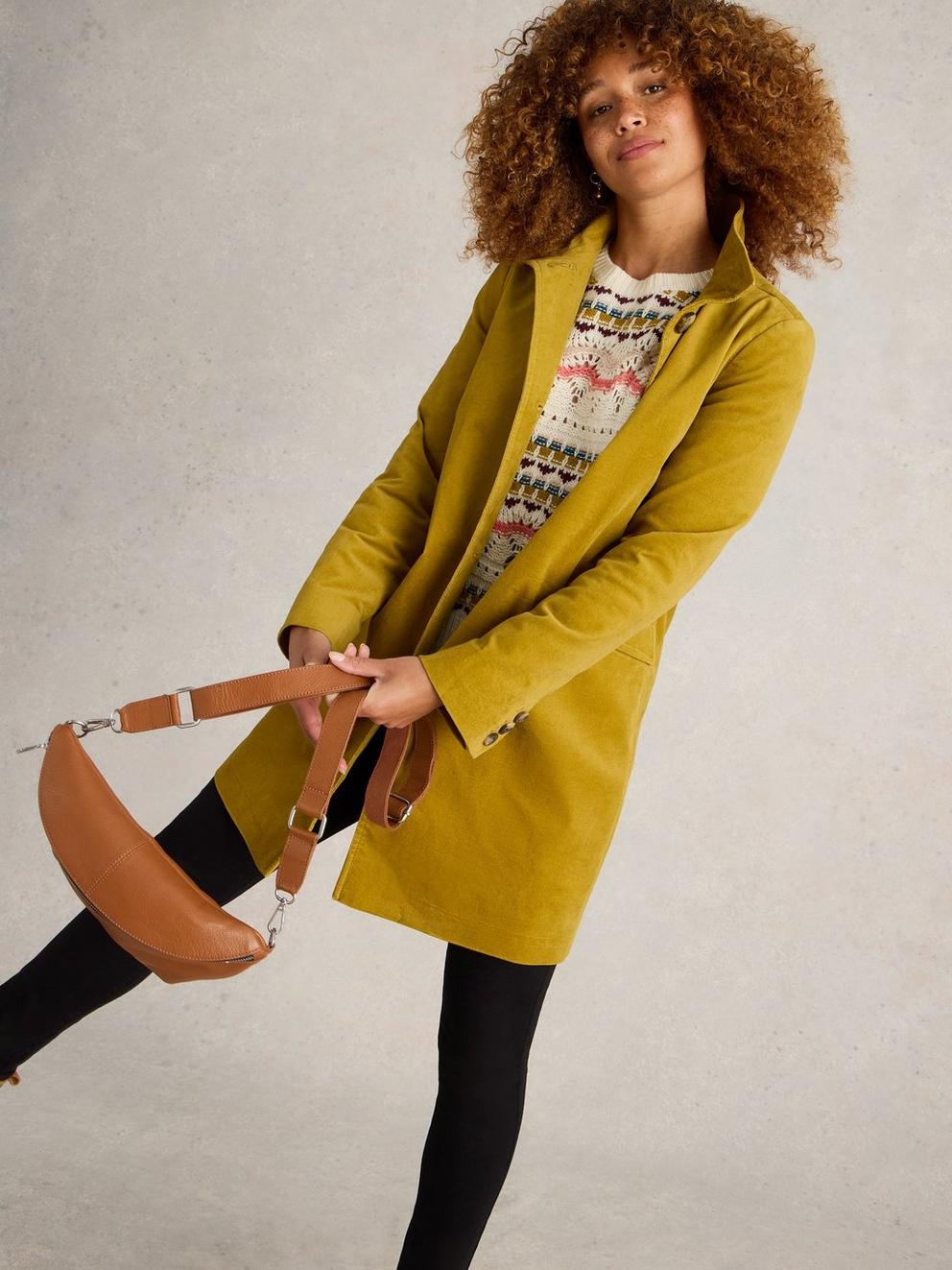 Karla Velvet Coat in MID CHART - LIFESTYLE