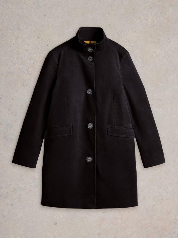 Karla Velvet Peacoat in PURE BLACK | White Stuff