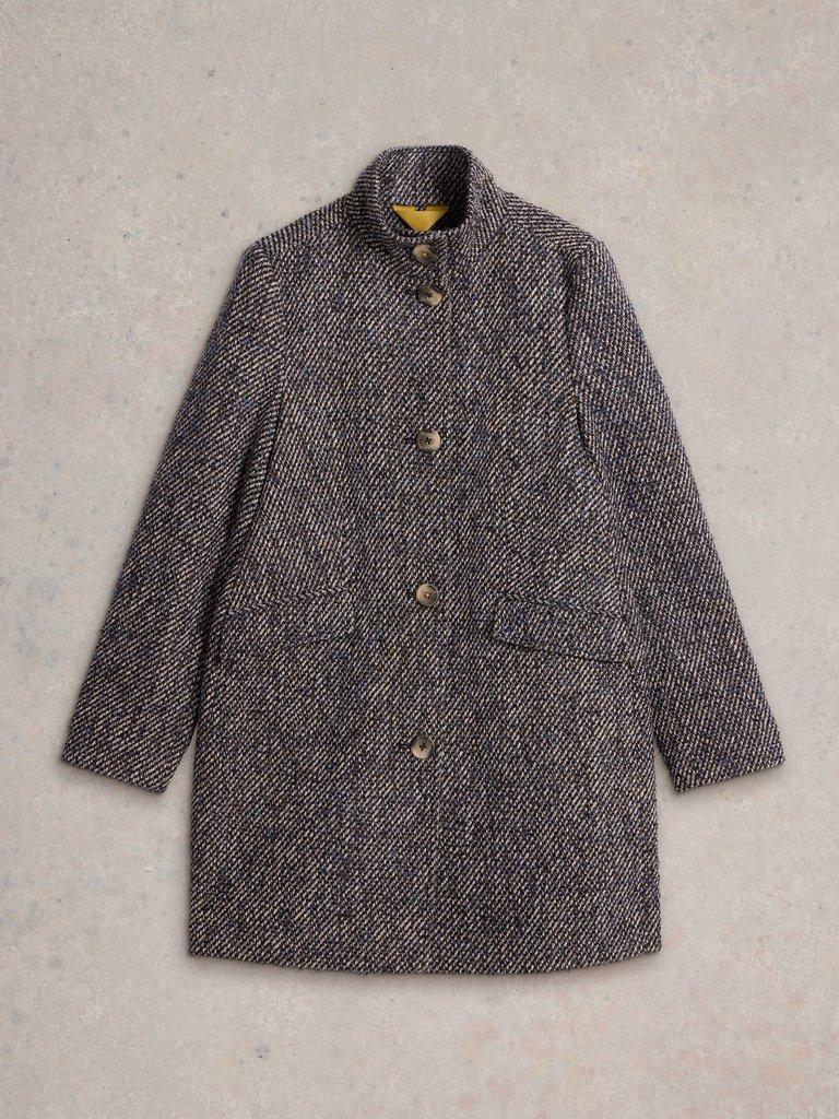 Karla Tweedy Coat in NAVY MULTI - FLAT FRONT