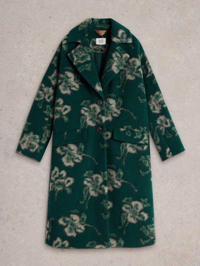 Lara Floral Coat in GREEN MLT - FLAT FRONT